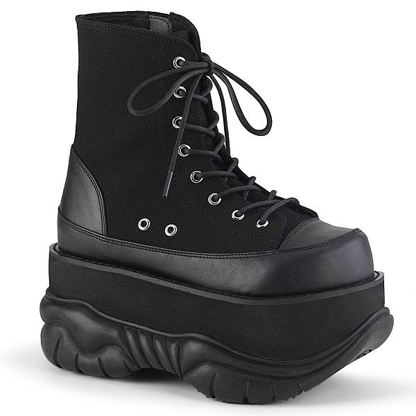 Demonia Men's Neptune-115 Platform Boots - Black Canvas/Vegan Leather D4028-51US Clearance
